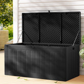 Gardeon Outdoor Storage Box 830L Container Lockable Bench Tool Shed All Black Chez Guru
